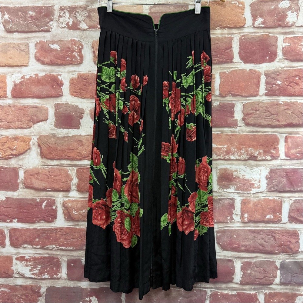 Vintage Dorothy Schoelen Platinum Skirt Women's 8 Multicolor Garden Floral Midi